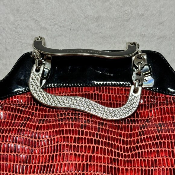 Roberta Di Camerino Italy Shoulder Handbag Shiny Red w/ Metal Handles RARE - Picture 7 of 16